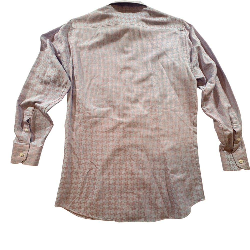 Mahtanis Hong Kong Custom Tailored Dress Shirt Mens M Purple Geometric Pattern - Picture 3 of 9